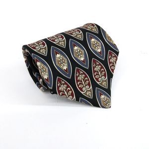 Peebles Clothing Co Mens Necktie 100% Black Red Blue Geometric Tie - 57" x 4"